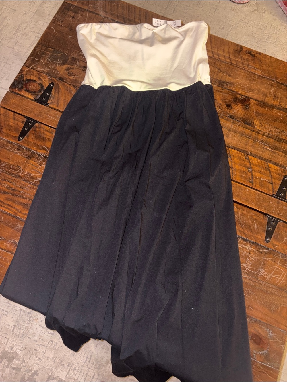 J. Crew Two-Tone Black and Cream Strapless Circle Skirt
